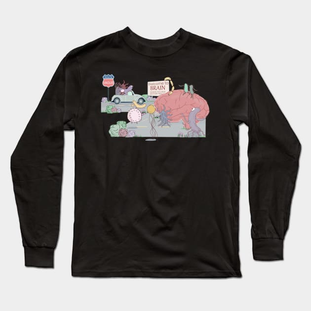 Microbes trip to the brain Long Sleeve T-Shirt by Sci-Emily